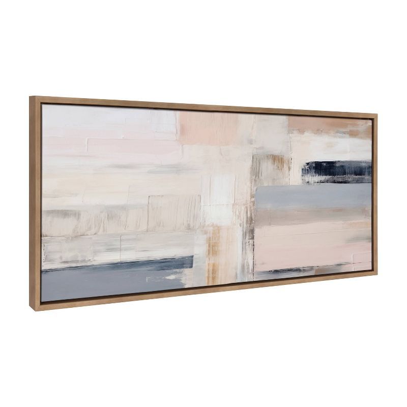 Sylvie Rustic Melody Gold Framed Abstract Canvas Art 18x40