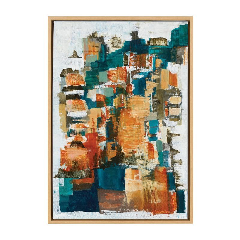 Meteora Abstract Multicolor Canvas Wall Art with Natural Frame