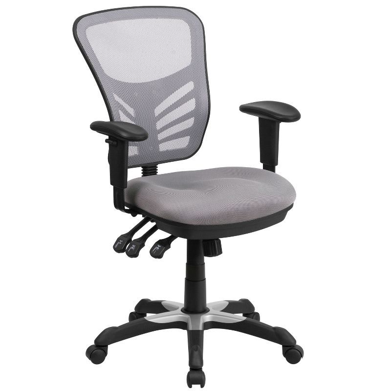 Ergonomic Mid-Back Mesh Executive Swivel Chair with Adjustable Arms in Gray