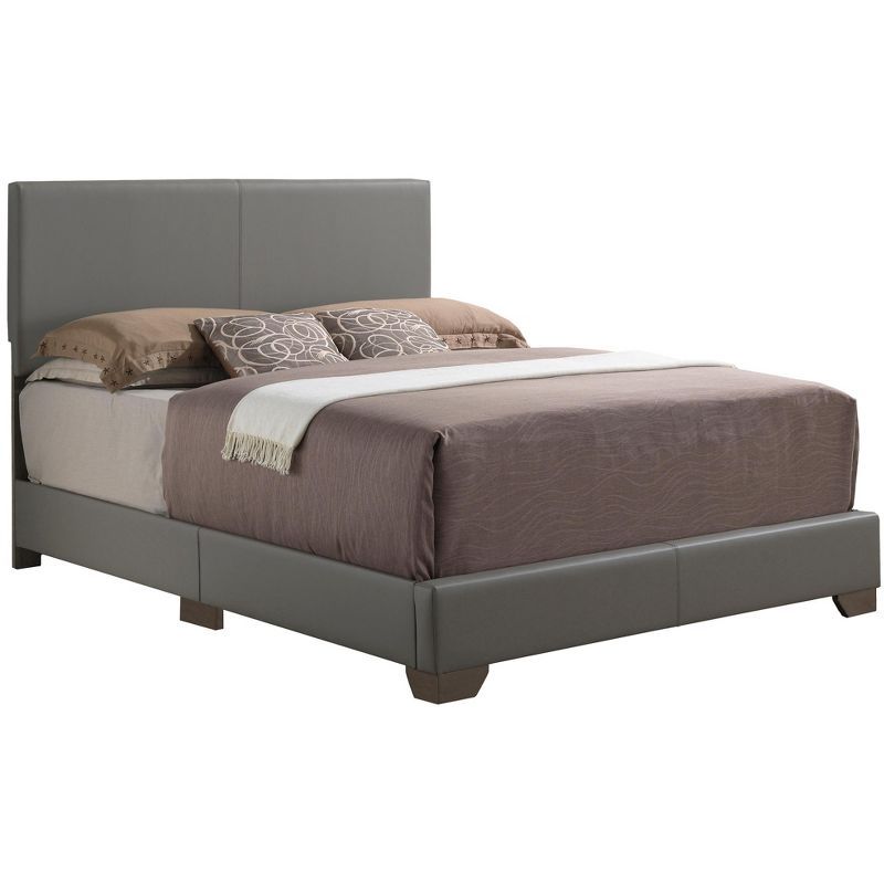 Light Grey Full/Double Upholstered Panel Bed with Wood Frame