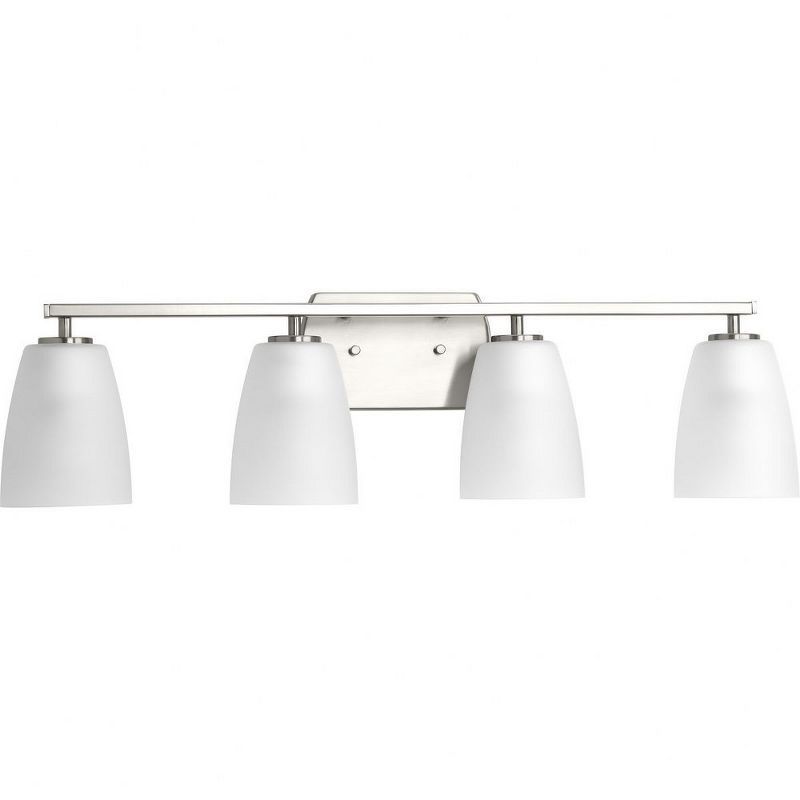 Brushed Nickel 4-Light Vanity Fixture with Etched Glass Shades