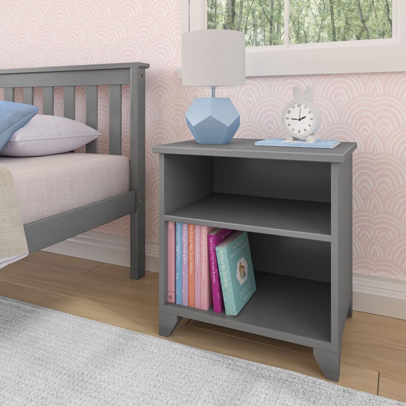 Max & Lily Grey Solid Wood Kids Nightstand with Shelves