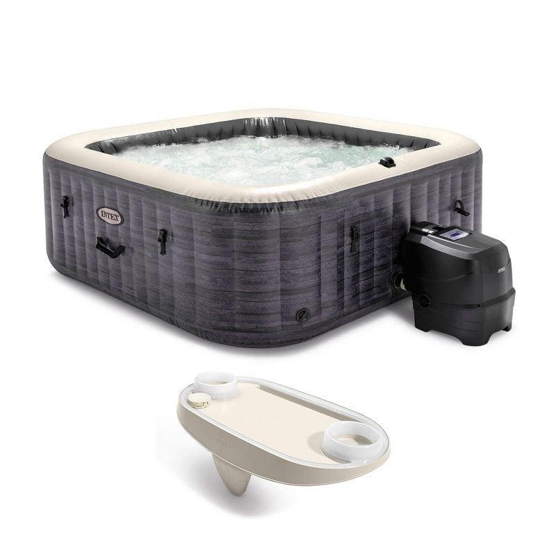 Intex 6-Person Greystone Inflatable Square Hot Tub with LED Tray