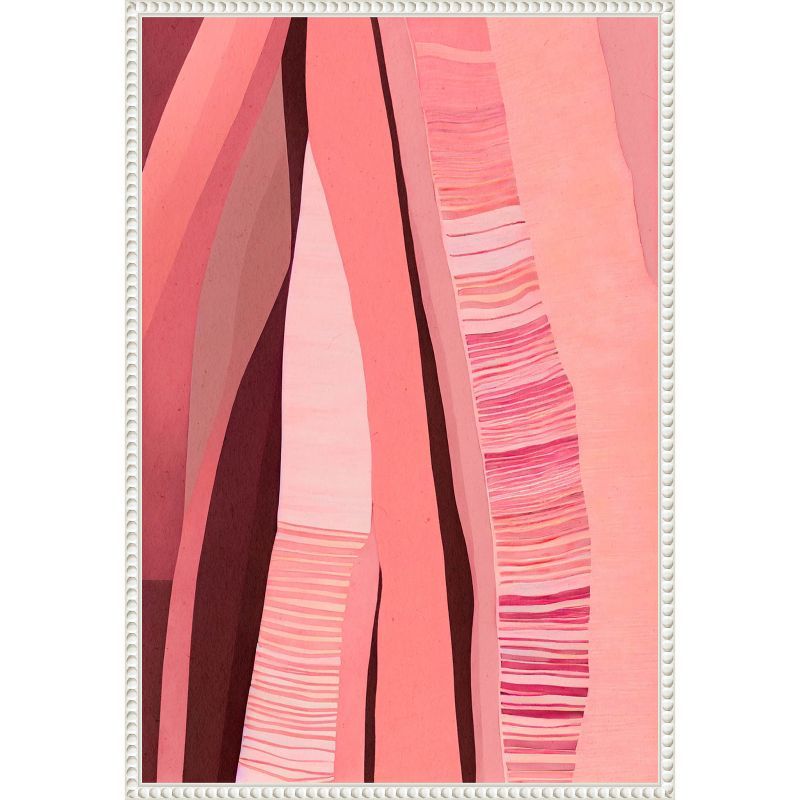 Pink Layers Abstract Canvas Art with White Floater Frame