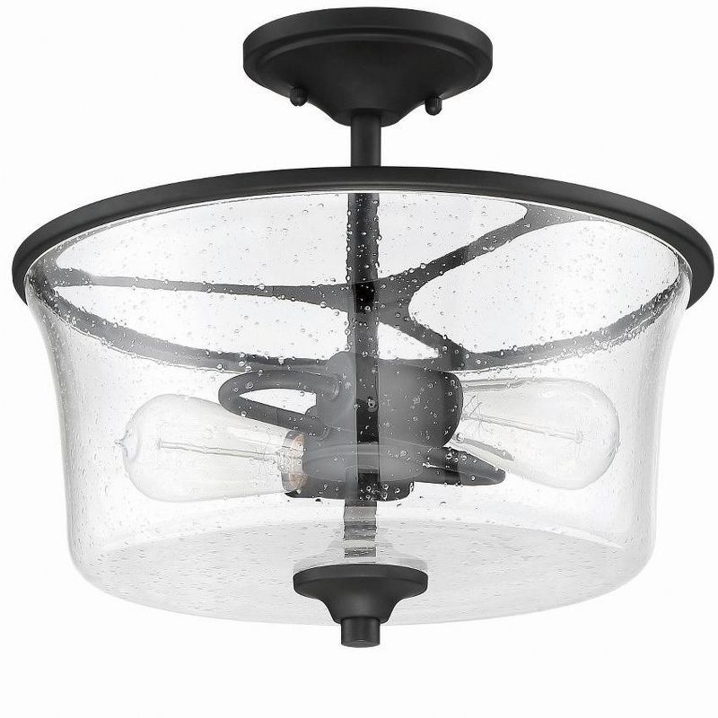 Flat Black Clear Glass Outdoor Wall Sconce