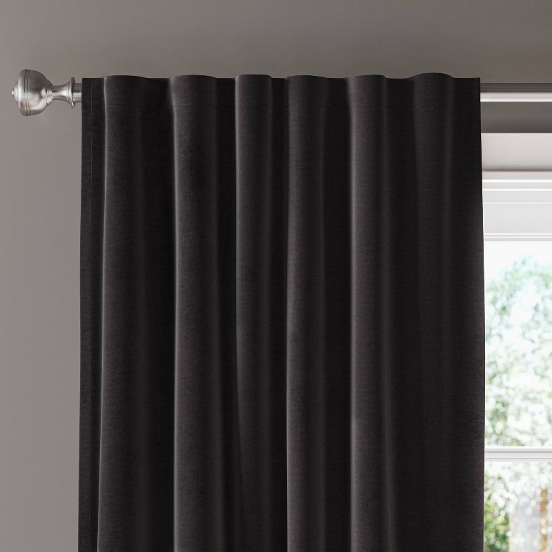 Black Velvet Blackout Rod Pocket Window Curtain Panel