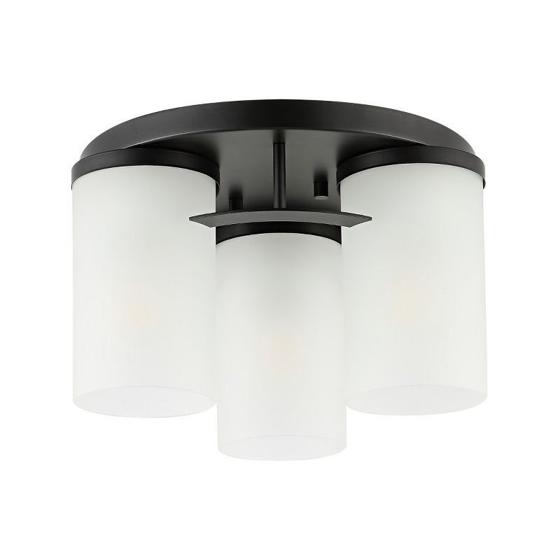 Jeffra Black and Acid Glass 3-Light Flush Mount