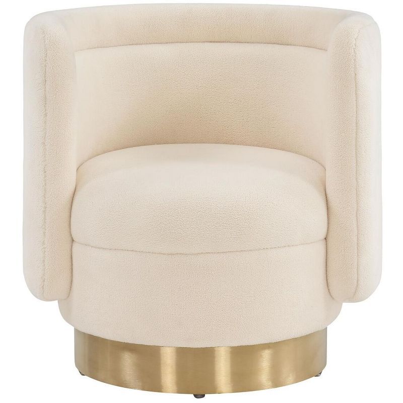 Ivory Gold 32" Swivel Accent Chair with Wood Base