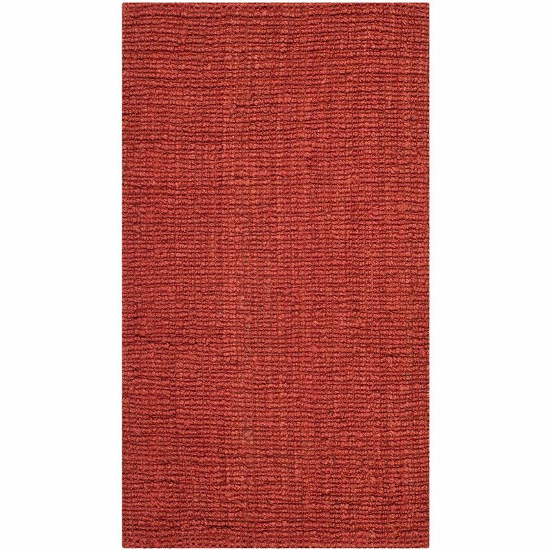 Rust Handwoven Wool and Cotton Reversible Area Rug