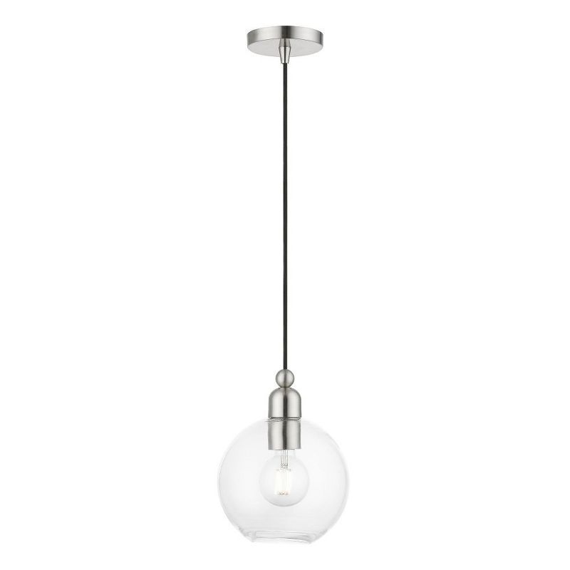 Downtown Elegance Brushed Nickel Globe Pendant with Clear Glass