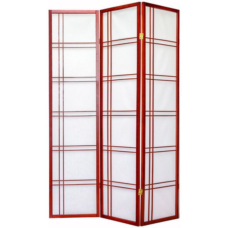 Cherry Pine 3-Panel Shoji Room Divider with Rice Paper