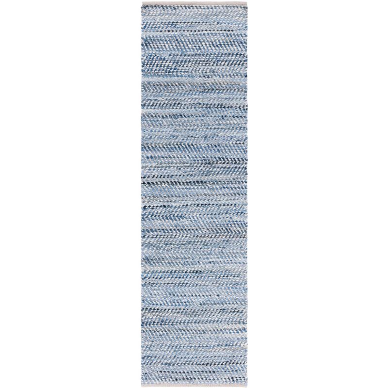 Blue and Light Grey Handmade Wool Runner Rug