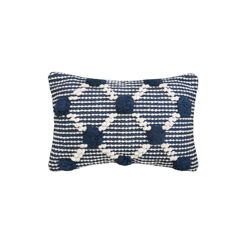 Josie Indigo and White Handwoven Cotton Throw Pillow