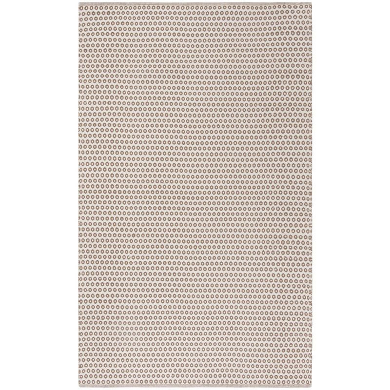 Taupe and Ivory Hand-Woven Wool-Cotton Blend Area Rug - 5' x 8'