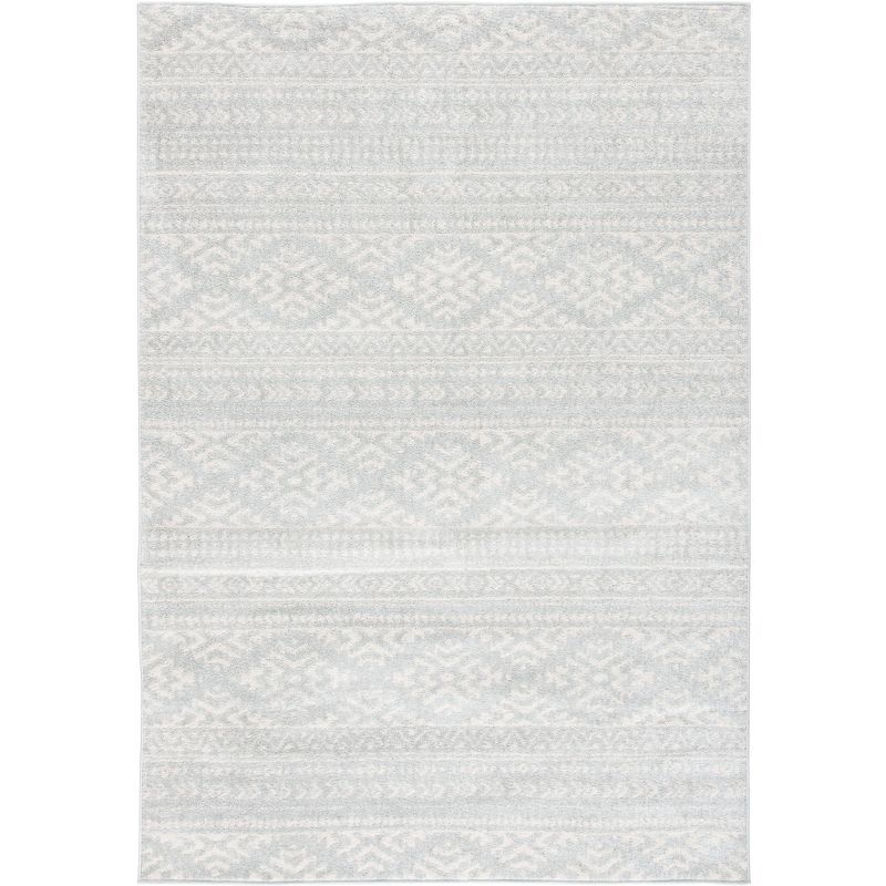 Ivory and Light Grey Hand-knotted Round Synthetic Area Rug