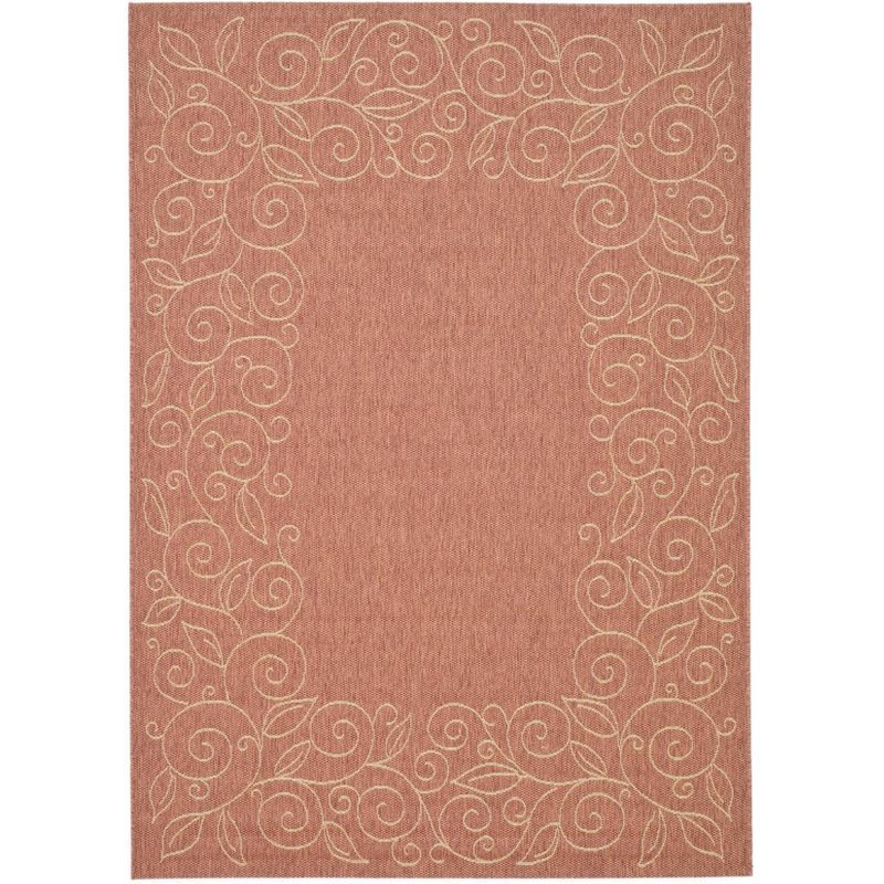 Terracotta and Beige 5' x 7' Easy-Care Synthetic Area Rug