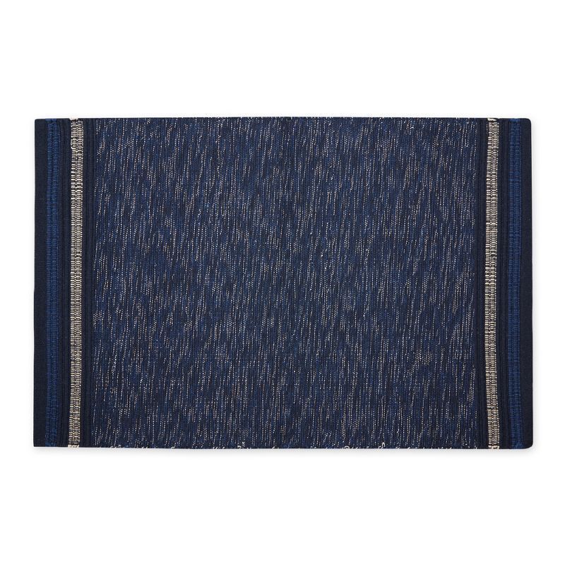 Nautical Blue Stripe Handwoven Cotton Rug 24"x36"