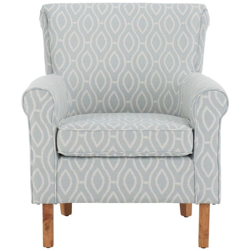 Hazina Light Blue Linen Blend Club Accent Chair with Wood Legs