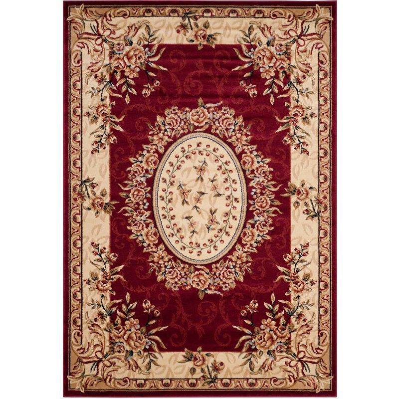 Red and Ivory Floral 12' x 15' Synthetic Area Rug