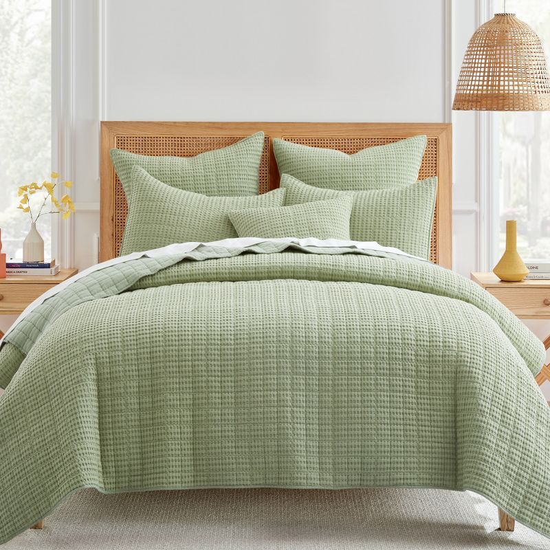 Sage Green Twin Microfiber Quilt Set with Pillow Sham