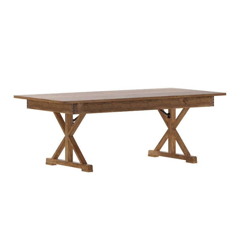 Taylor & Logan 84" Brown Solid Pine Folding Dining Table with X Legs