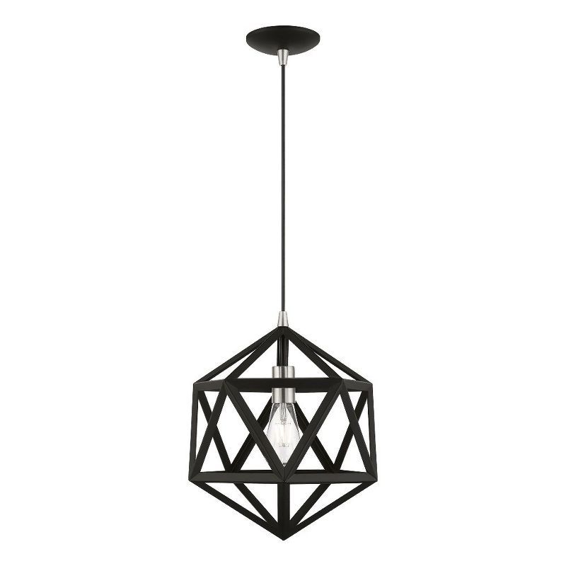 Black and Brushed Nickel Geometric Mini Pendant Light