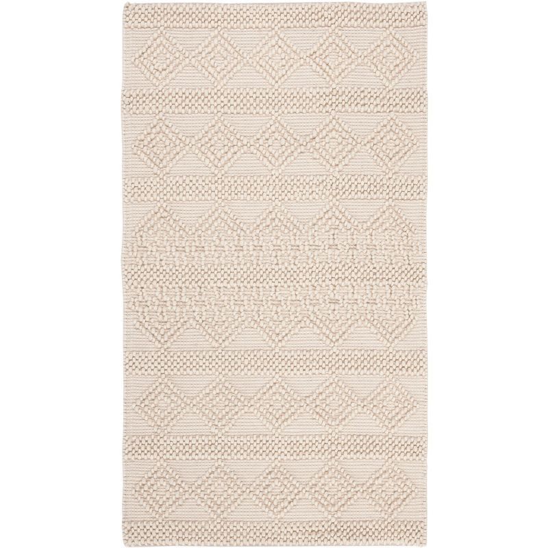 Ivory Hand-Tufted Wool Geometric 2' x 3' Area Rug