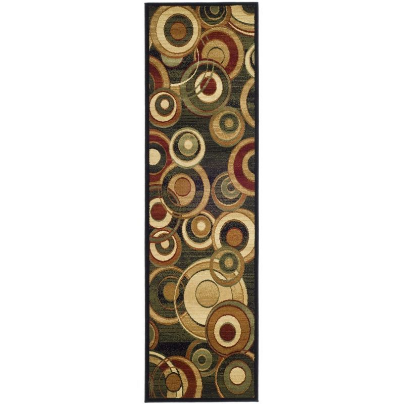 Elegant Lyndhurst Black/Multi Synthetic 2'3" x 16' Runner Rug