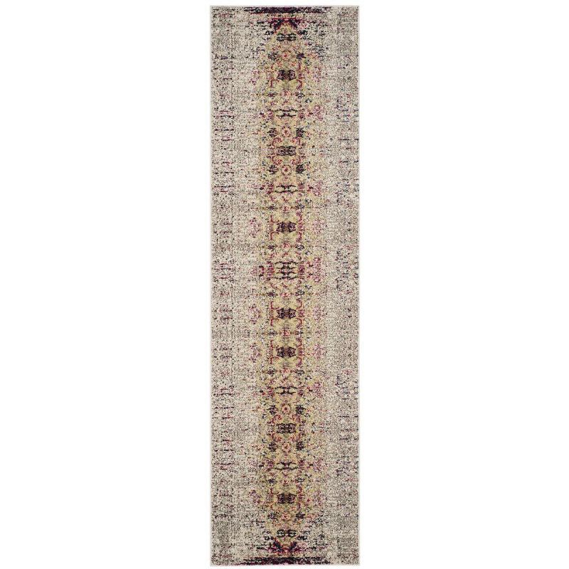 Ivory and Pink Floral Synthetic Area Rug, 10' x 14'