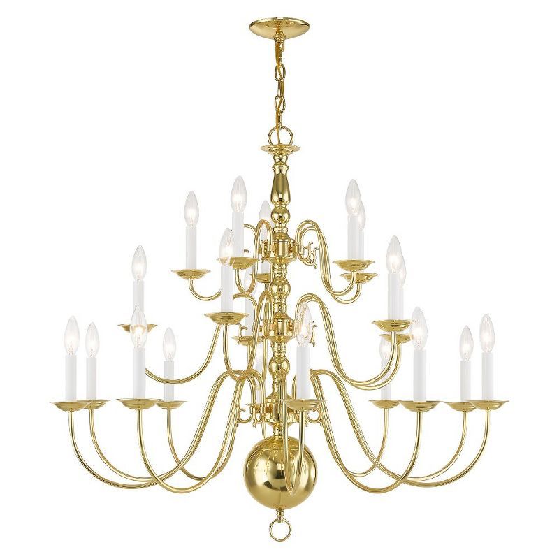 Williamsburgh 20-Light Polished Brass Colonial Chandelier