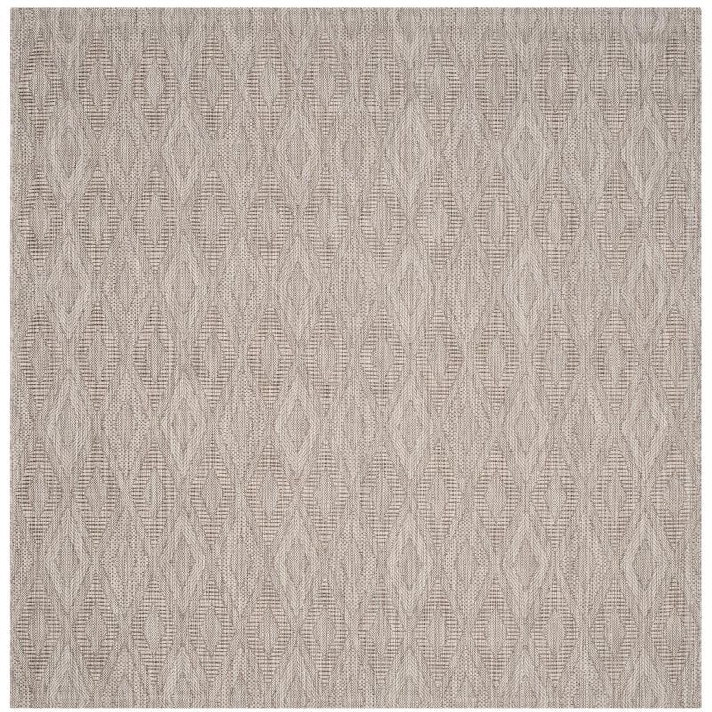 Beige Geometric Diamond Pattern Indoor/Outdoor Square Rug