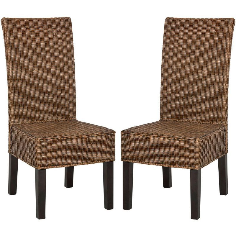 Arjun 18'' High Brown Rattan Cane Side Chairs (Set of 2)