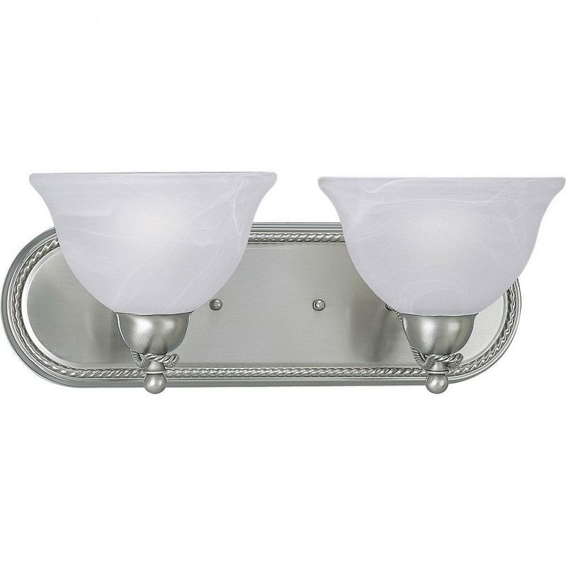 Avalon Brushed Nickel 2-Light Bath Bracket with Alabaster Glass