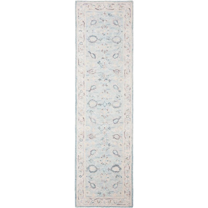 Gray Floral Hand-Tufted Wool Runner Rug 2'3" x 8'