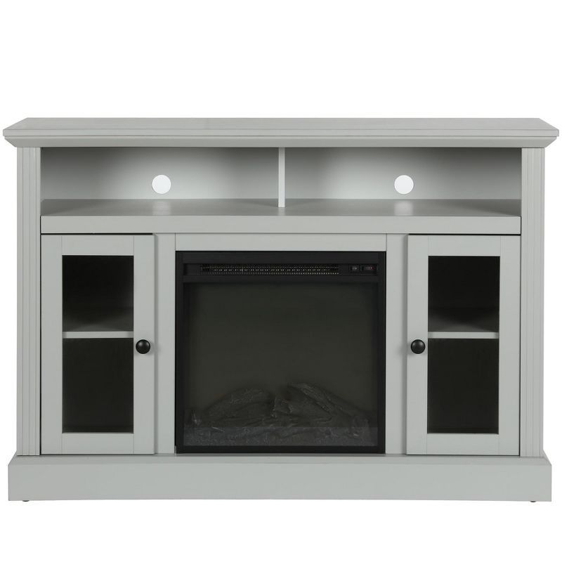 Dove Gray Electric Fireplace TV Console with Cabinet