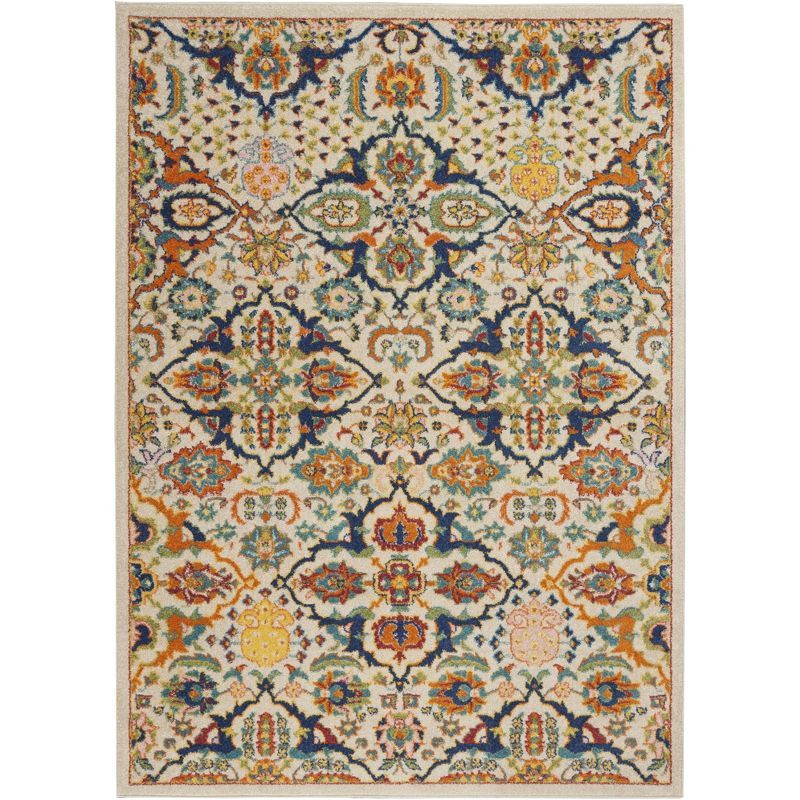 Allur Floral Ivory Multicolor 6' x 9' Easy-Care Area Rug