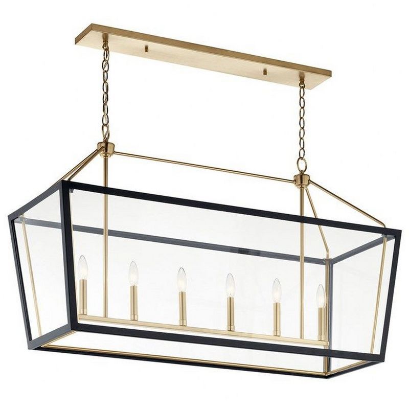 Delvin 44 Inch Champagne Bronze and Black Linear Chandelier