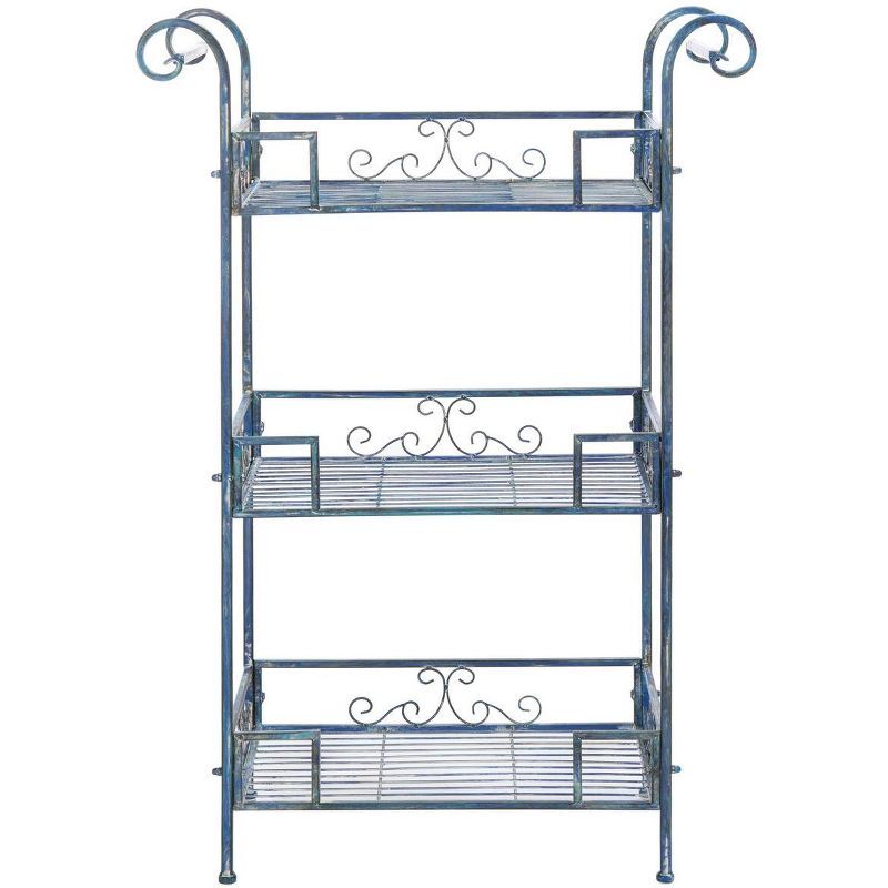 Antique Blue Victorian Inspired 3-Tier Iron Shelf