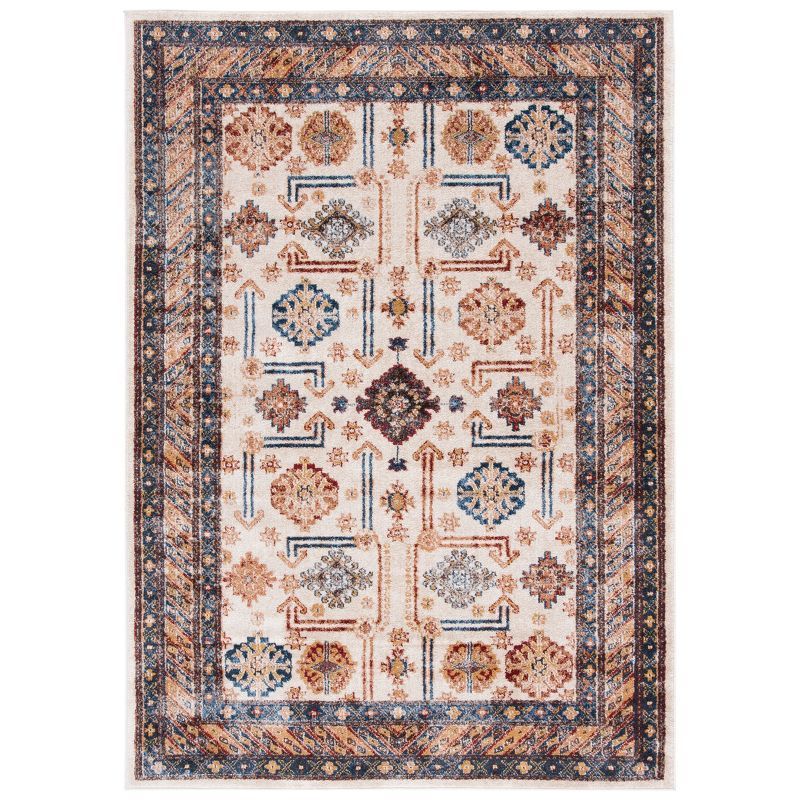 Ivory and Brown Synthetic Hand-knotted Area Rug, 8' x 10'