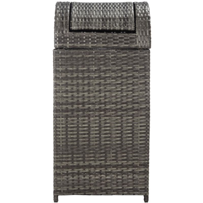 Grey Brown Woven Outdoor Trash Bin with Swing Top
