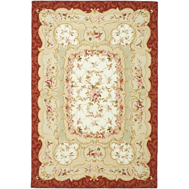 Ivory Hand-Knotted Wool 6' x 9' Rectangular Rug