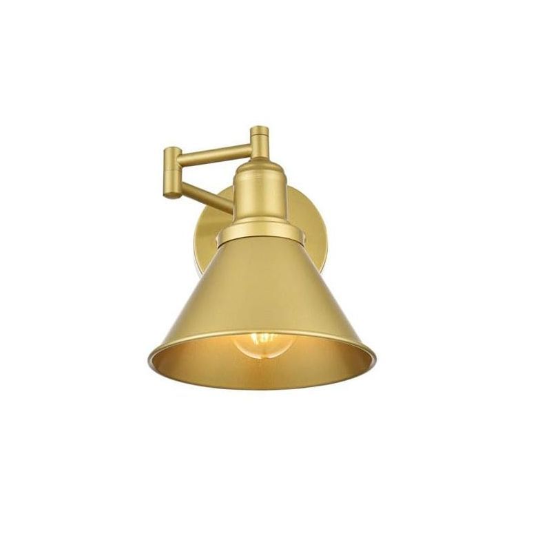Elegant Brass Swing Arm Wall Sconce with Dimmable Light