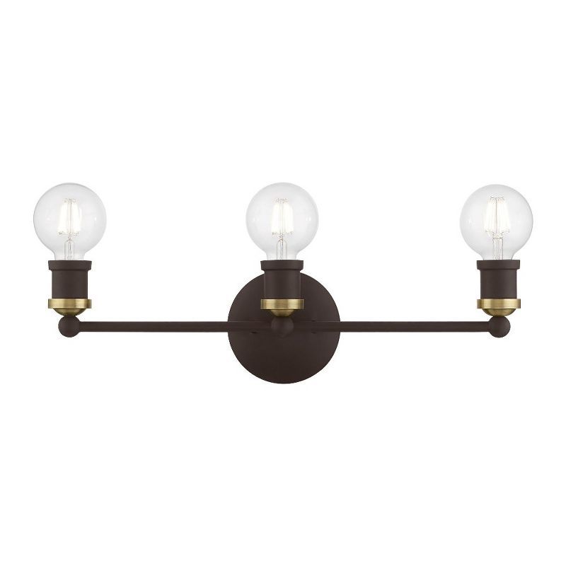 Bronze and Antique Brass 3-Light Vanity Sconce
