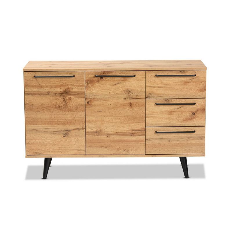 Radley Oak Brown and Black Metal 3-Drawer Sideboard Buffet