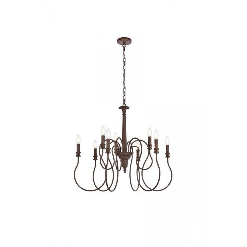Weathered Oak Flynx 9-Light Metal Pendant for Indoor/Outdoor