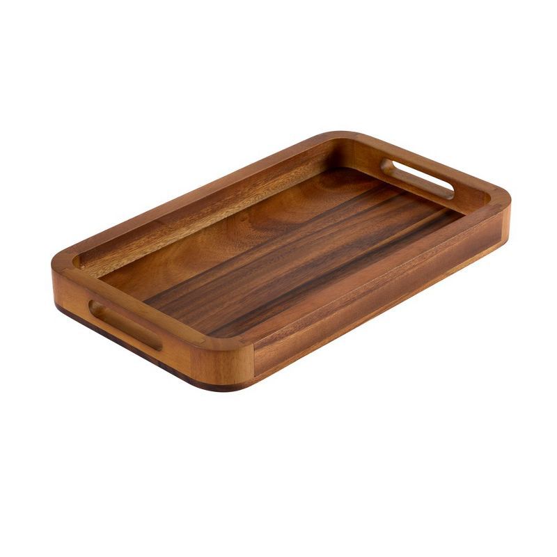 Medium Rectangular Acacia Wood Serving Tray with Handles