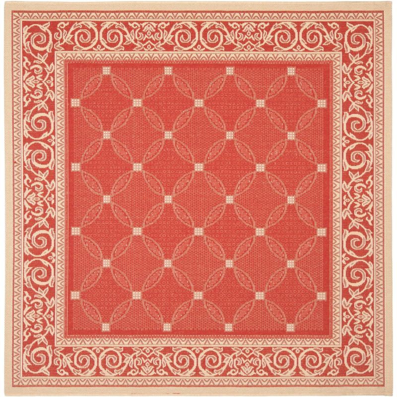 Burnt Orange Baroque Print Square Synthetic Area Rug