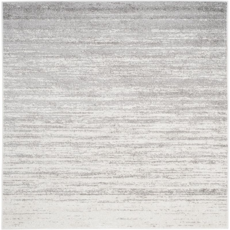 Ivory and Silver Square Synthetic Area Rug