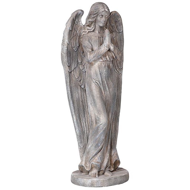 Gray Resin and Stone Praying Angel Statue