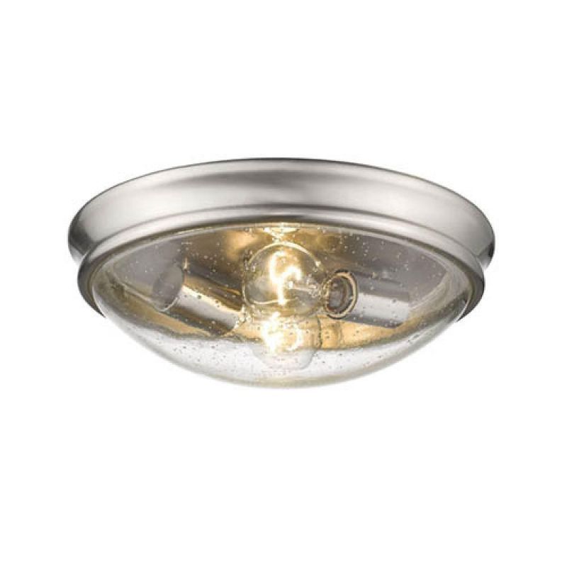 Brushed Nickel 12" Glass Bowl Flush Mount Light